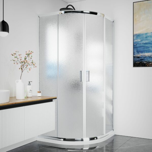 BOX DOCCIA SEMICIRCOLARE 80X80 CROMO PIUMATO - immagine 2