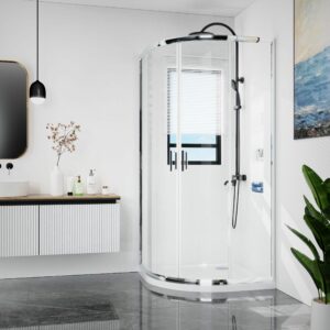 BOX DOCCIA SEMICIRCOLARE 80X80 CROMO TRASPARENTE