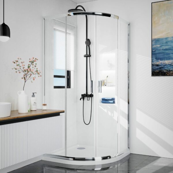BOX DOCCIA SEMICIRCOLARE 80X80 CROMO TRASPARENTE - immagine 2