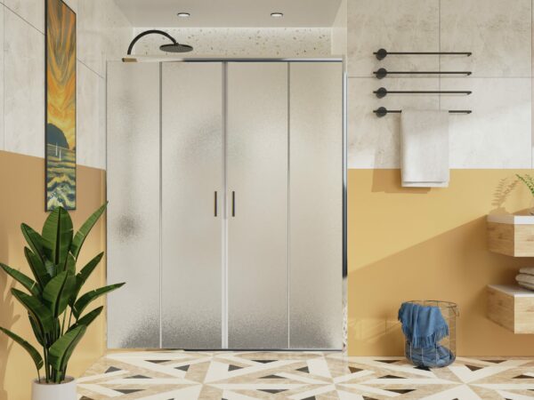 PORTA DOCCIA SCORREVOLE CON APERTURA CENTRALE DA 140 CROMO PIUMATA