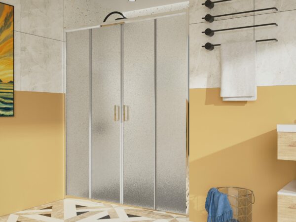 PORTA DOCCIA SCORREVOLE CON APERTURA CENTRALE DA 140 CROMO PIUMATA - immagine 2