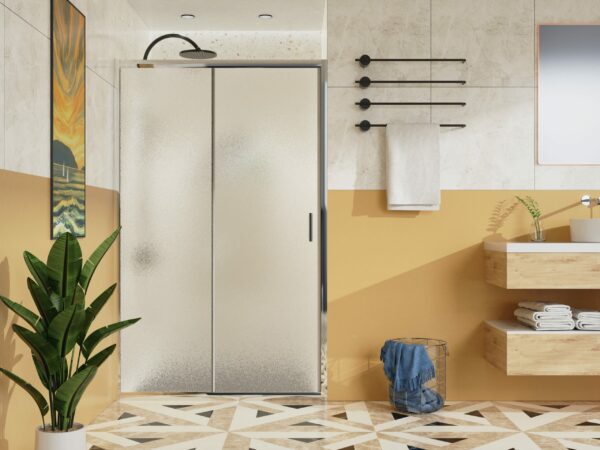 PORTA DOCCIA SCORREVOLE CON APERTURA LATERALE DA 100 CROMO PIUMATA