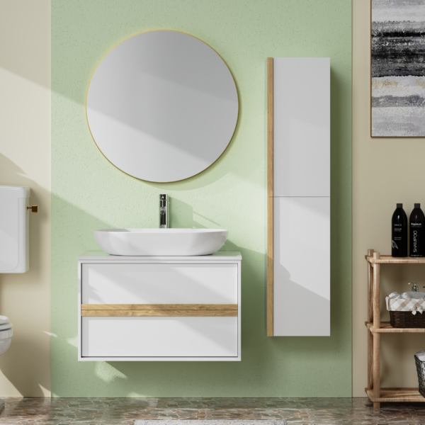 MOBILE BAGNO BIANCO OPACO DA 80CM. - immagine 12