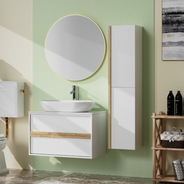 MOBILE BAGNO BIANCO OPACO DA 80CM.