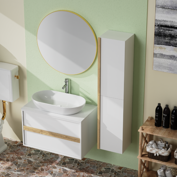 MOBILE BAGNO BIANCO OPACO DA 80CM. - immagine 9