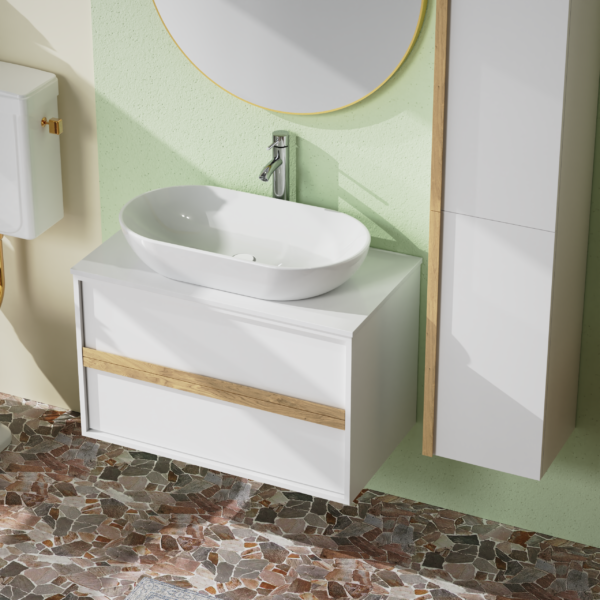 MOBILE BAGNO BIANCO OPACO DA 80CM. - immagine 8